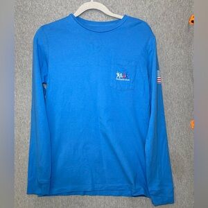 Vineyard Vines L (16) Baseball Graphic American Flag Long Sleeve Pocket Tee